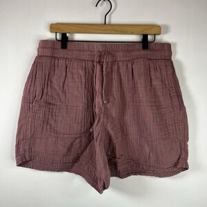 Columbia Short Women Size XL Mauve Pink Cotton Drawstring Elastic Waist Pockets